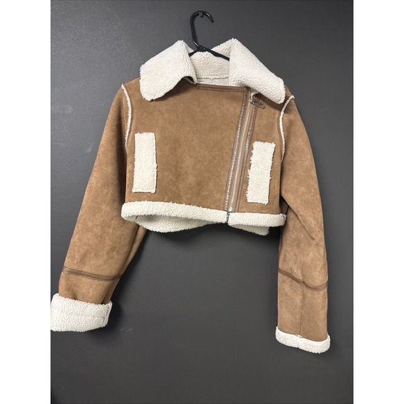 Adrienne Landau Faux Shearling Jacket Size Large In Camel - Picture 6 of 9